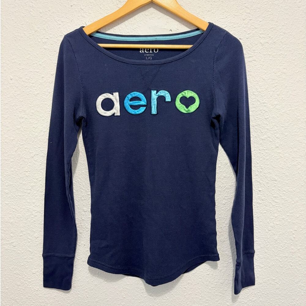 Vintage y2k aeropostale thermal long sleeve preppy embroidered